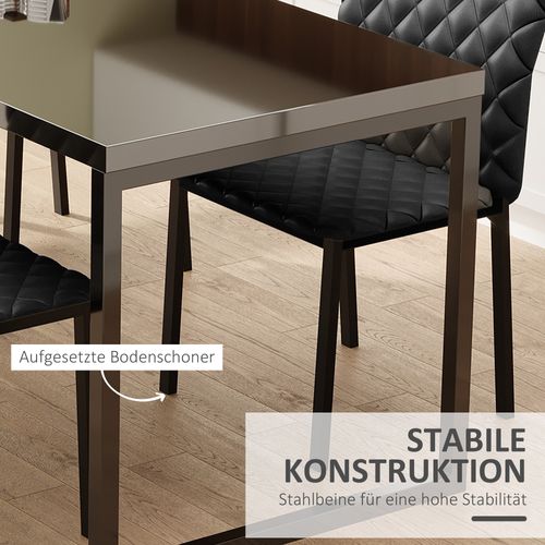 Chaises Salle à Manger Tissu Et Métal 4 Pièces Rembourrées Modernes,  Noir