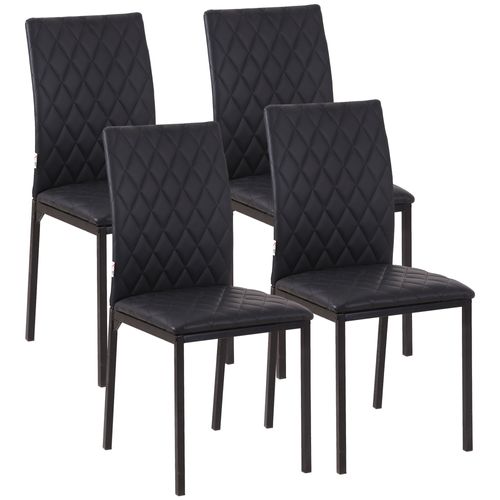 Chaises Salle à Manger Tissu Et Métal 4 Pièces Rembourrées Modernes,  Noir