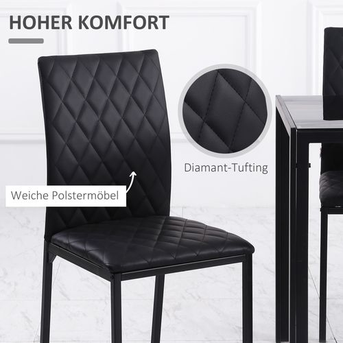Chaises Salle à Manger Tissu Et Métal 4 Pièces Rembourrées Modernes,  Noir