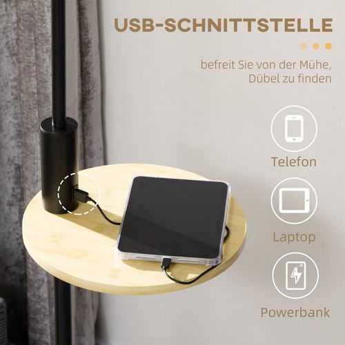 Lampadaire En Acier Avec Support, 40 W, Avec Port USB, Crème, Ø40 X 168 Cm, Sans Ampoule