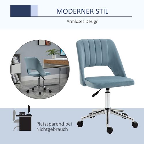 Chaise Pivotante En Velours, Ergonomique, Réglable, Pour Salon Et Bureau, Bleue