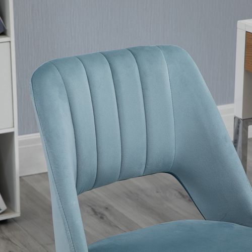 Chaise Pivotante En Velours, Ergonomique, Réglable, Pour Salon Et Bureau, Bleue