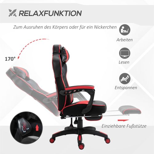 Chaise Gaming En Simili Cuir, Fonction Massage, Réglable, Noir Et Bleu, Confort Bureau