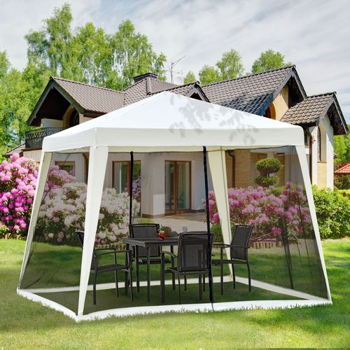 Pavillon 3x3m, Avec Moustiquaire, Métal Et Polyester, Imperméable Pour Fêtes En Extérieur, ,crème