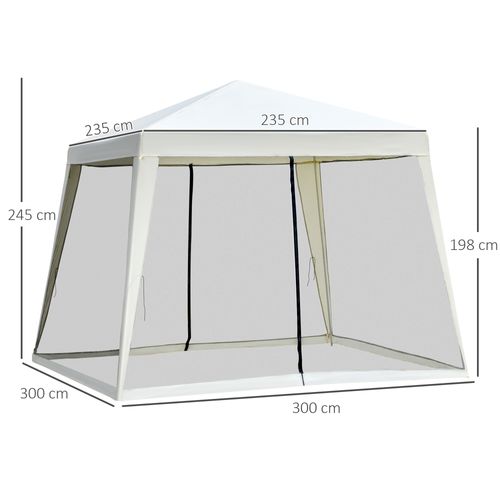 Pavillon 3x3m, Avec Moustiquaire, Métal Et Polyester, Imperméable Pour Fêtes En Extérieur, ,crème