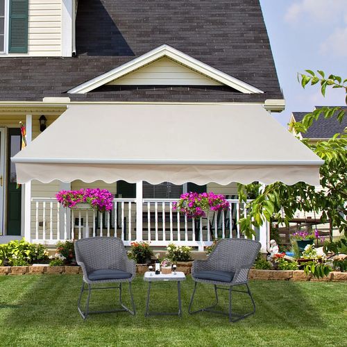 Store banne aluminium 3m pour balcon, protection solaire beige avec manivelle