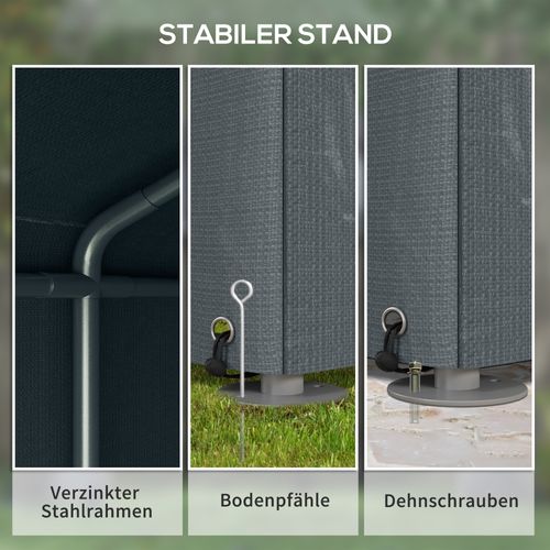 Tente De Garage 1,6x2,18x1,72m, Avec Protection Uv, Porte à Fermeture Éclair, ,gris