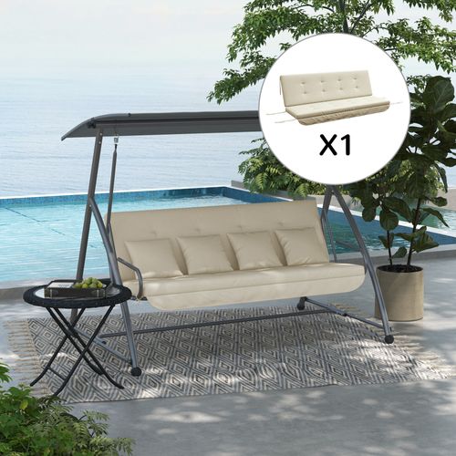 Set De Coussins Pour Balancelle 170 Cm En Tissu Avec Coussins De Dos Et Latéraux, Beige