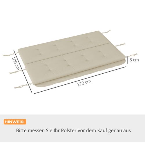 Set De Coussins Pour Balancelle 170 Cm En Tissu Avec Coussins De Dos Et Latéraux, Beige