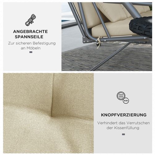 Set De Coussins Pour Balancelle 170 Cm En Tissu Avec Coussins De Dos Et Latéraux, Beige