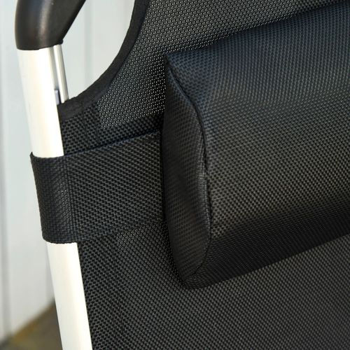 Chaise Longue Pliante En Filet, Réglable 5 Positions Ergonomique, Noire 170 X 60 X 76 Cm