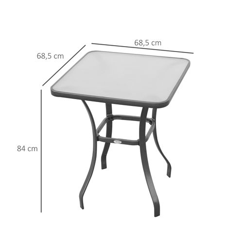 Table De Jardin Carrée En Verre Trempé 68,5x68,5 Cm Pour Terrasse Et Balcon，noir