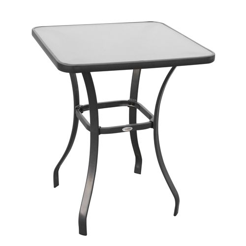 Table De Jardin Carrée En Verre Trempé 68,5x68,5 Cm Pour Terrasse Et Balcon，noir