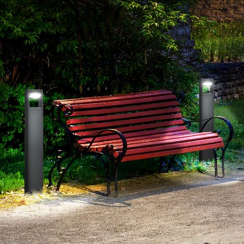 Lampe De Jardin En Aluminium Avec Lumière LED Blanc Chaud, Angle Réglable, Étanche Ip65, Gris Foncé