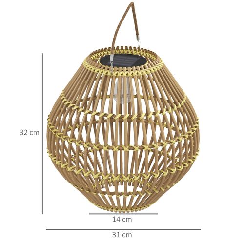 Lampe Solaire Rattan Étanche Avec Capteur De Lumière Design En Tambour, Jaune