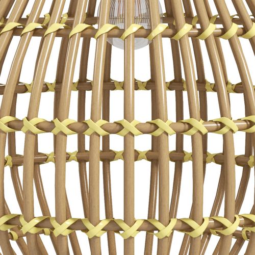 Lampe Solaire Rattan Étanche Avec Capteur De Lumière Design En Tambour, Jaune