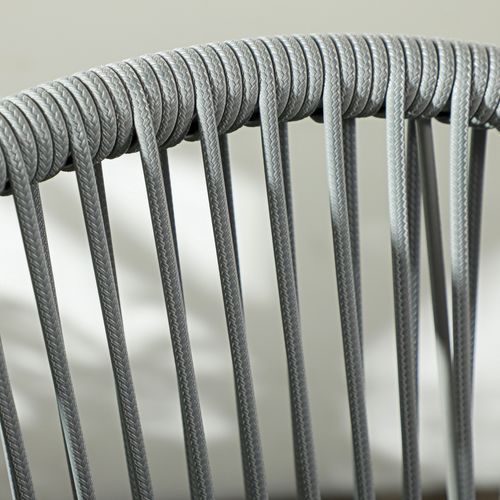 Salon De Jardin 3 Pièces, 2 Fauteuils + Table Basse, Cadre Acier Gris, Pour Terrasse Ou Balcon