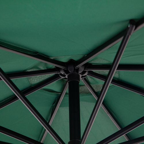 Parasol Déporté 2,95x2,45m, Manivelle, Acier Et Polyester, Vert, Idéal Pour Jardin Et Terrasse