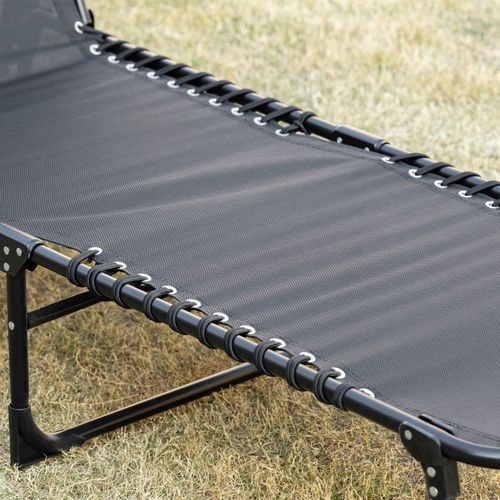 Chaise Longue Pliante En Acier Avec Coussin Amovible, Dossier Réglable 5 Positions, Noir