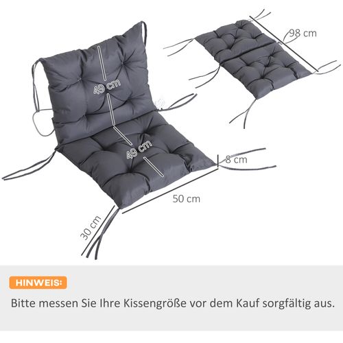 Set De 2 Coussins Pour Chaise De Jardin En Polyester Avec Rembourrage, Gris