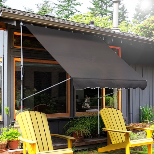 Marquise à Bras Articulés Aluminium Démontable Réglable En Hauteur 200x150cm, Gris