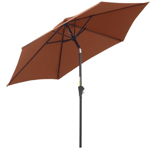 Parasol Inclinable Manivelle, 2,7 M, Aluminium Et Polyester 180g/m², Marron, Jardin Et Terrasse