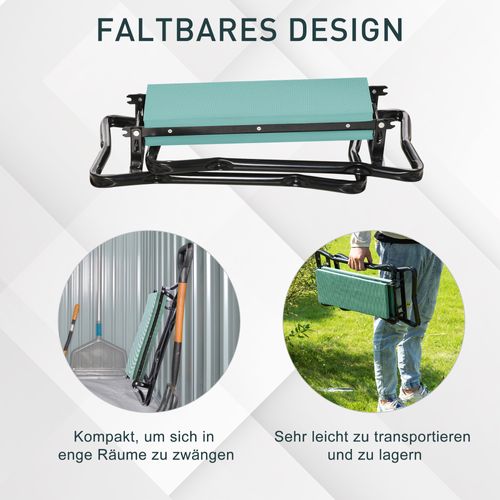 Banc De Jardin Pliable En Acier Avec Mousse Eva, Supporte Jusqu'à 150 Kg, Vert