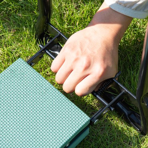 Banc De Jardin Pliable En Acier Avec Mousse Eva, Supporte Jusqu'à 150 Kg, Vert