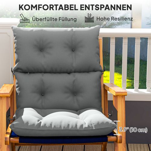 Coussin De Siège, Tissu Résistant à L'eau, Rembourrage De 10 Cm, Gris Clair