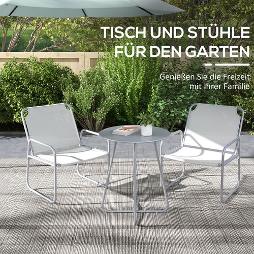 Ensemble Bistro 3 Pièces Mobilier De Balcon Mesh Léger Gris, 1 Table 2 Chaises, Salon De Jardin