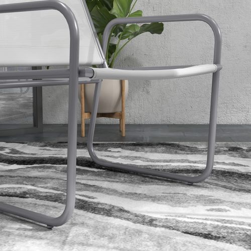 Ensemble Bistro 3 Pièces Mobilier De Balcon Mesh Léger Gris, 1 Table 2 Chaises, Salon De Jardin