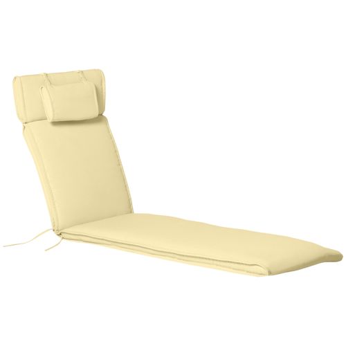 Chaise Longue En Tissu Polyester Et Fibres De Coton Avec Coussin, Crème