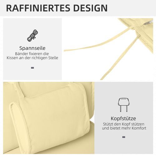 Chaise Longue En Tissu Polyester Et Fibres De Coton Avec Coussin, Crème