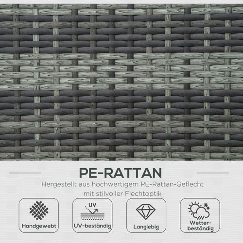 Transat En Polyrattan Pour 2 Personnes, Métal Et Rattan Pe, Dossier 5 Positions, 196x120x28cm