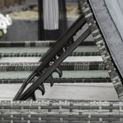 Transat En Polyrattan Pour 2 Personnes, Métal Et Rattan Pe, Dossier 5 Positions, 196x120x28cm