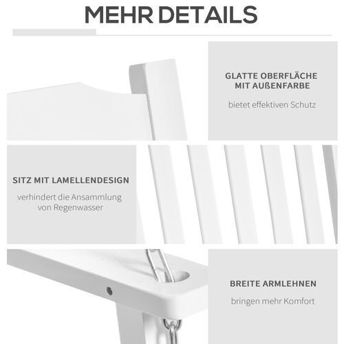 Banc à Bascule En Bois Massif Pour 2 Personnes, Idéal Pour Terrasse, Blanc