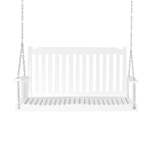 Banc à Bascule En Bois Massif Pour 2 Personnes, Idéal Pour Terrasse, Blanc