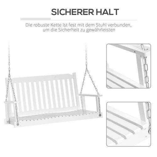 Banc à Bascule En Bois Massif Pour 2 Personnes, Idéal Pour Terrasse, Blanc