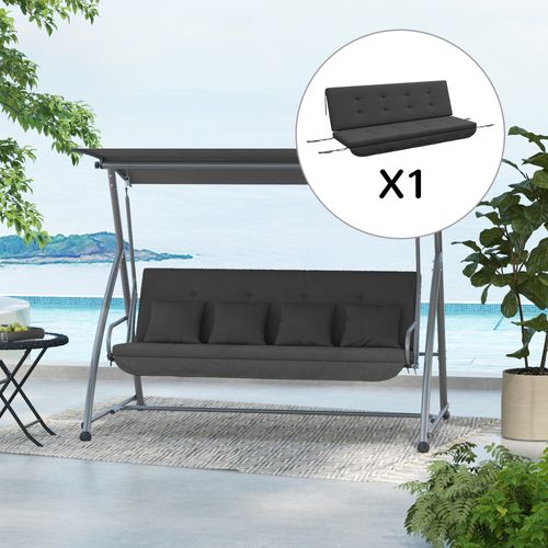 Coussin Pour Balancelle 170 Cm, Assise + Dossier, Confortable Et Résistant, Gris Foncé