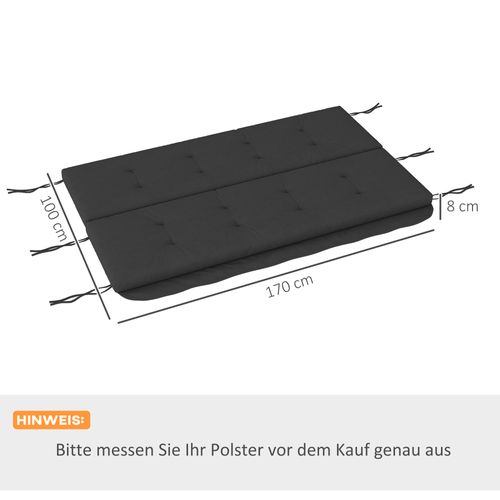 Coussin Pour Balancelle 170 Cm, Assise + Dossier, Confortable Et Résistant, Gris Foncé