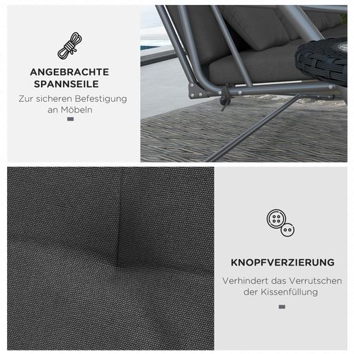 Coussin Pour Balancelle 170 Cm, Assise + Dossier, Confortable Et Résistant, Gris Foncé