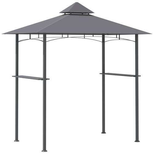 Pavillon De Barbecue Avec Toit Double, Ignifuge, 245x148x252cm, Idéal Pour Jardin, ,gris