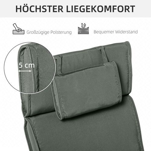 Matelas De Chaise Longue En Polyester Et Fibre De Coton, Avec Coussin Amovible, Gris