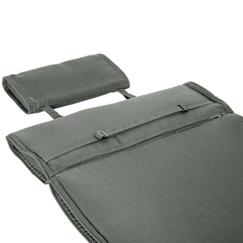 Matelas De Chaise Longue En Polyester Et Fibre De Coton, Avec Coussin Amovible, Gris