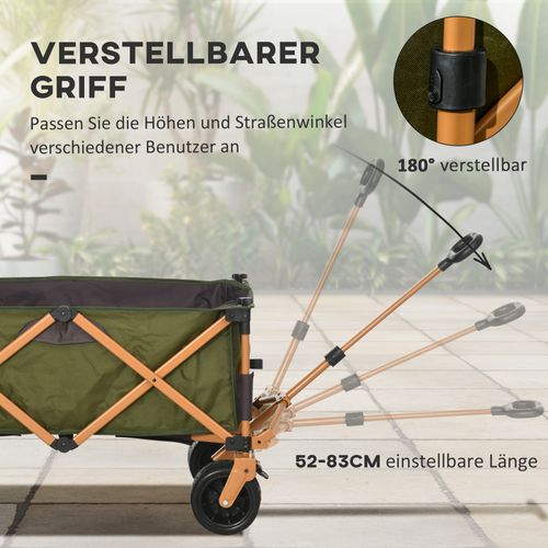 Chariot Pliable 120 Kg Avec Poignée Et Plateau Rabattable, , Vert