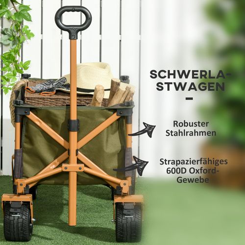 Chariot Pliable 120 Kg Avec Poignée Et Plateau Rabattable, , Vert