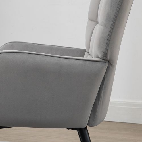 Fauteuil Lounge Velours Et Bois 1 PC Avec Repose-pieds, Jusqu’à 120 Kg,  Gris Clair