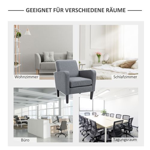 Fauteuil Relax Rembourré En Tissu Lin Clair, Pieds Bois, 66×72×74 cm