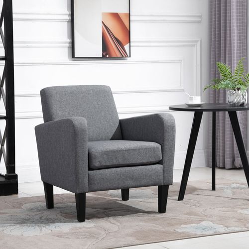 Fauteuil Relax Rembourré En Tissu Lin Clair, Pieds Bois, 66×72×74 cm