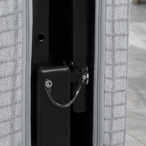 Lit Pliant En Acier Réglable 5 Positions, 190x70cm, Gris Clair Et Noir